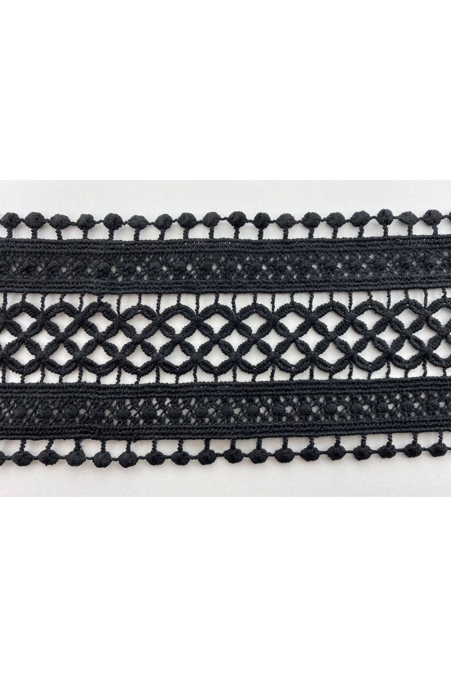 Brode Yerli Bant Güpür Mat Polyester Siyah 8 CM