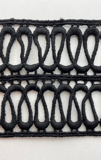 Brode İthal Bant Güpür Mat Polyester Siyah 6 CM