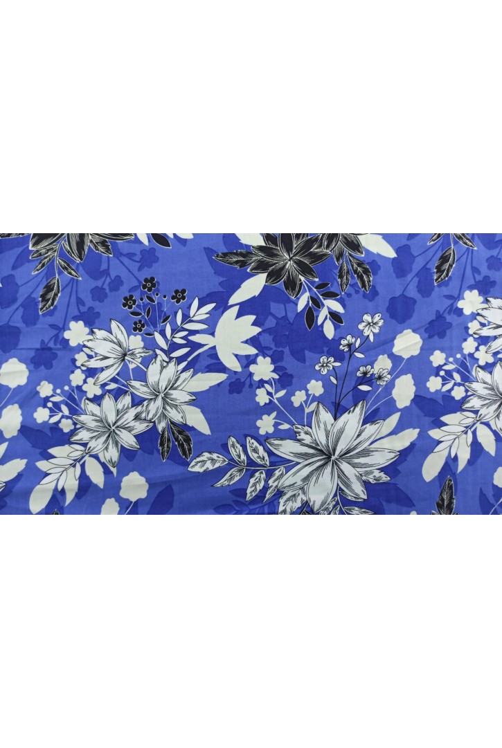 Mor Zeminli Viskon Kumaş, Renkli Baskı, 150 cm