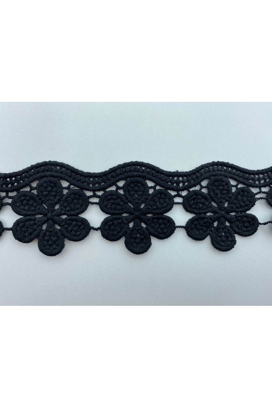 6076-METRE Siyah 5 cm Mat Polyester Güpür Brode Bant