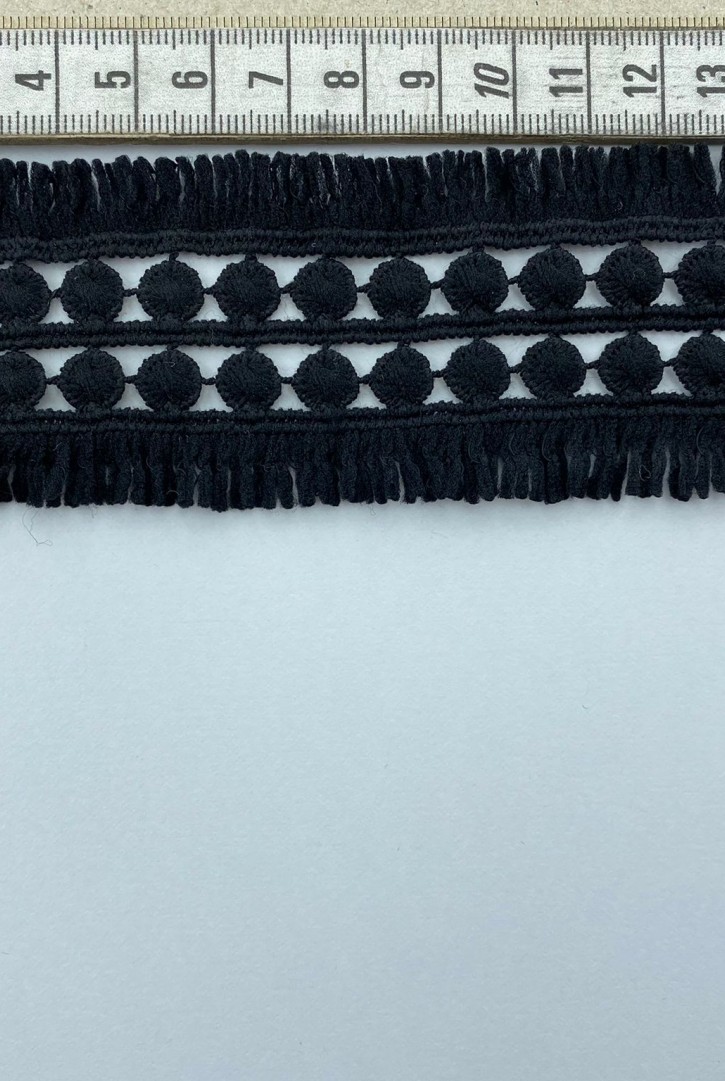 Siyah 5 cm Mat Polyester Güpür Brode Bant