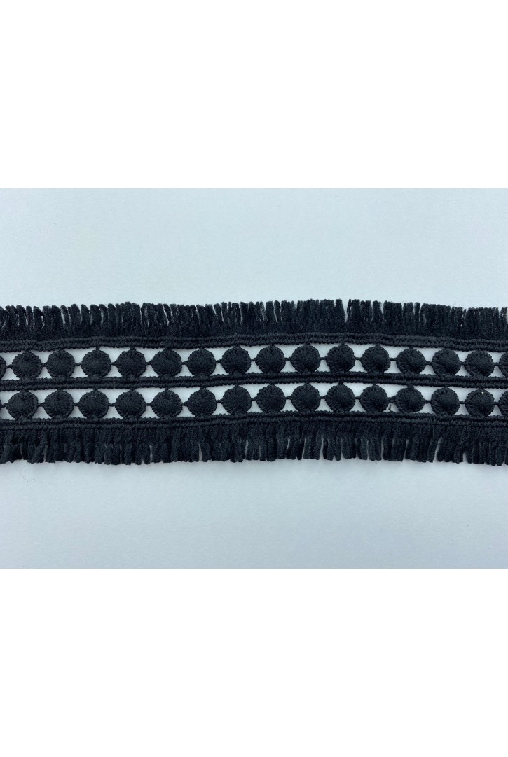 Siyah 5 cm Mat Polyester Güpür Brode Bant