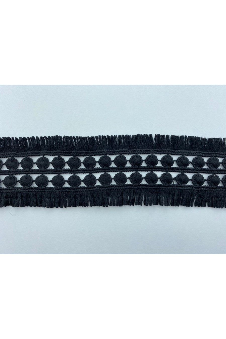 Siyah 5 cm Mat Polyester Güpür Brode Bant