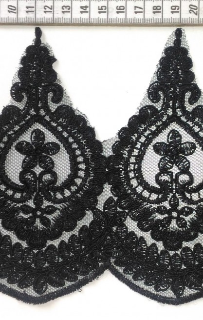 Düz Siyah Polyester Brode Bant