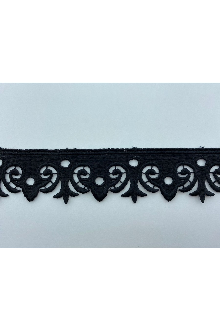 6036-METRE Siyah Mat Polyester Güpür Brode Bant, 4 cm