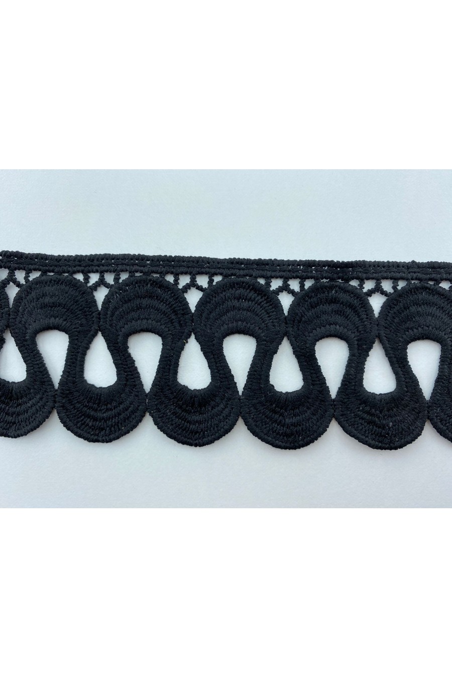 Siyah 5 cm Genişliğinde Mat Ham Güpür Brode Bant