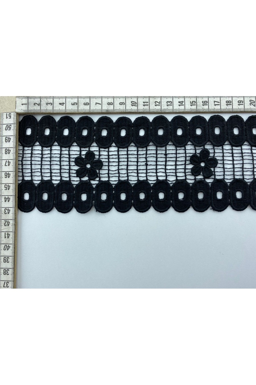 Siyah 8 cm Mat Polyester Güpür Brode Bant