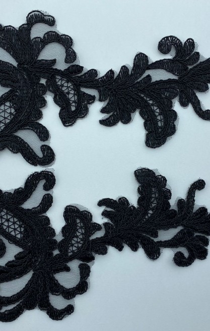 Siyah Düz Polyester Brode Aplik