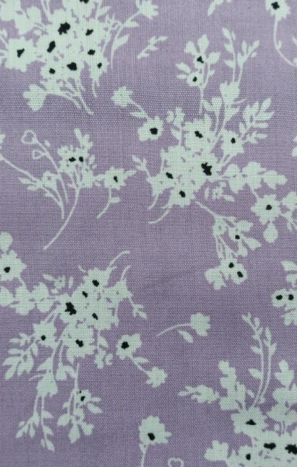 Lila Çiçek Desenli Viskon Kumaş, 150 cm