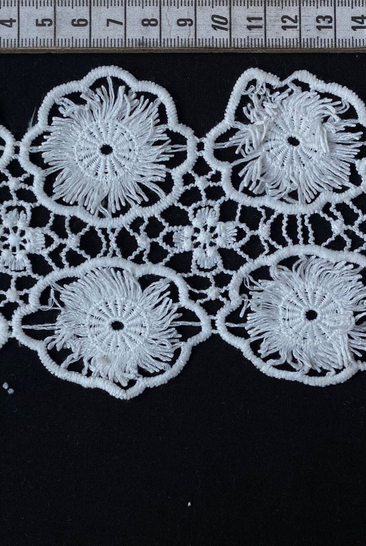 10 cm Genişliğinde Ham Mat Polyester Güpür Yerli Brode Bant