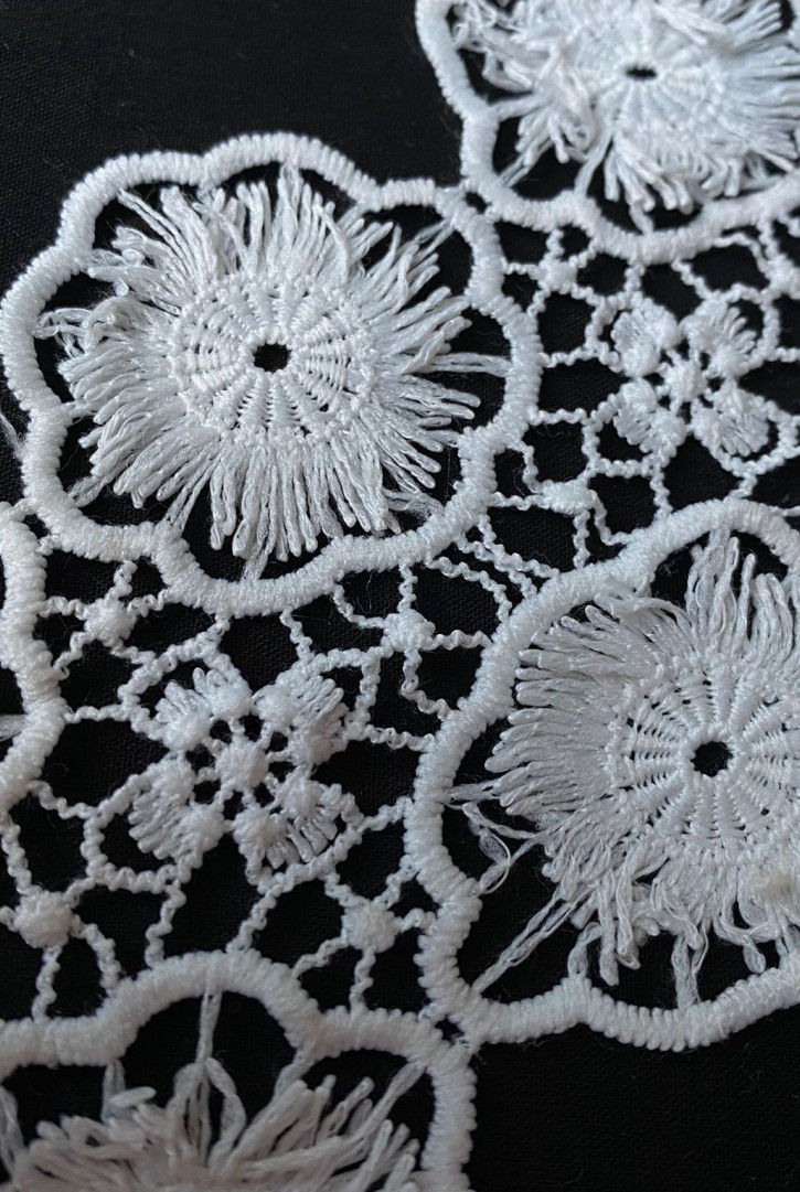 10 cm Genişliğinde Ham Mat Polyester Güpür Yerli Brode Bant