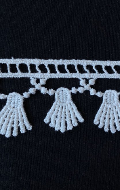 Güpür Detaylı Pamuk Brode Bant, 4.5 cm