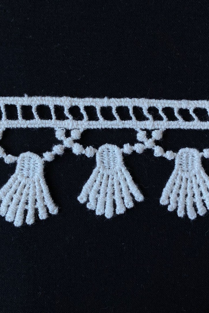 Güpür Detaylı Pamuk Brode Bant, 4.5 cm