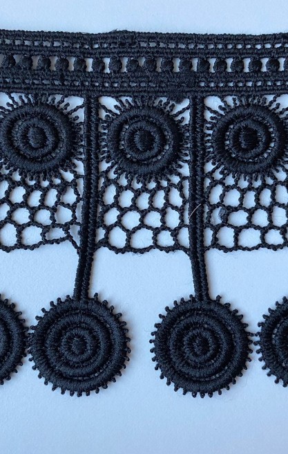 Brode İthal Güpür Bant Mat Polyester Siyah 9 CM