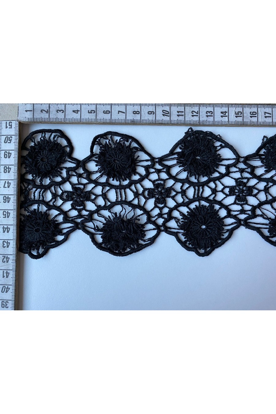 10 cm Genişliğinde Siyah Mat Güpür Bant, İthal