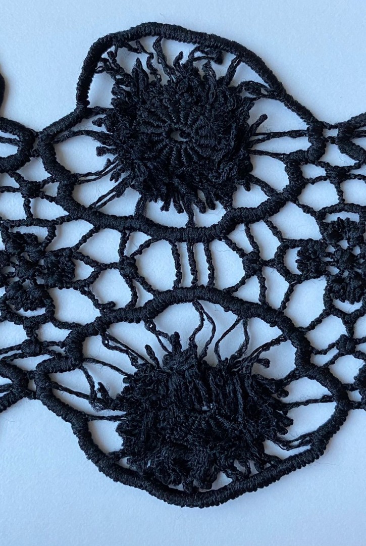 10 cm Genişliğinde Siyah Mat Güpür Bant, İthal