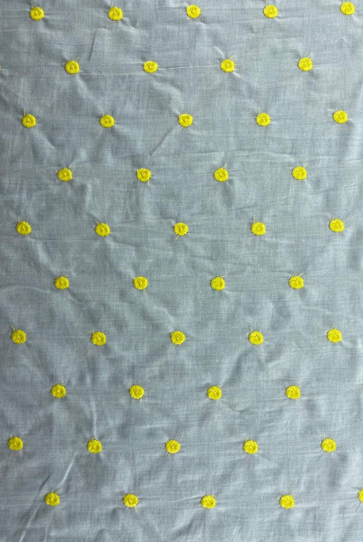 Sarı İpli Puanlı Pamuk Polyester Vual Brode
