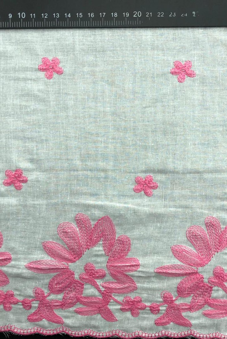 Off White Zemin Pembe İpli Brode, İthal