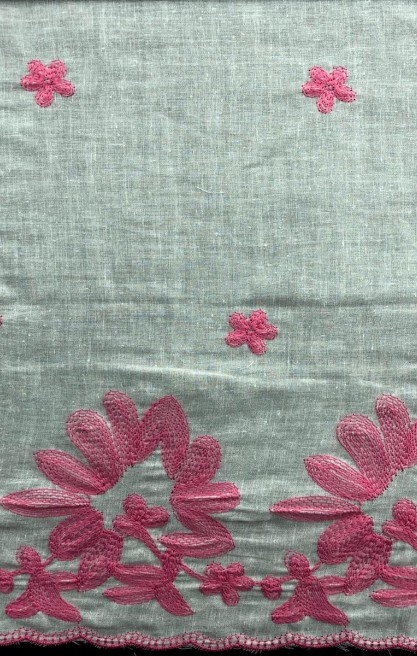 Off White Zemin Pembe İpli Brode, İthal