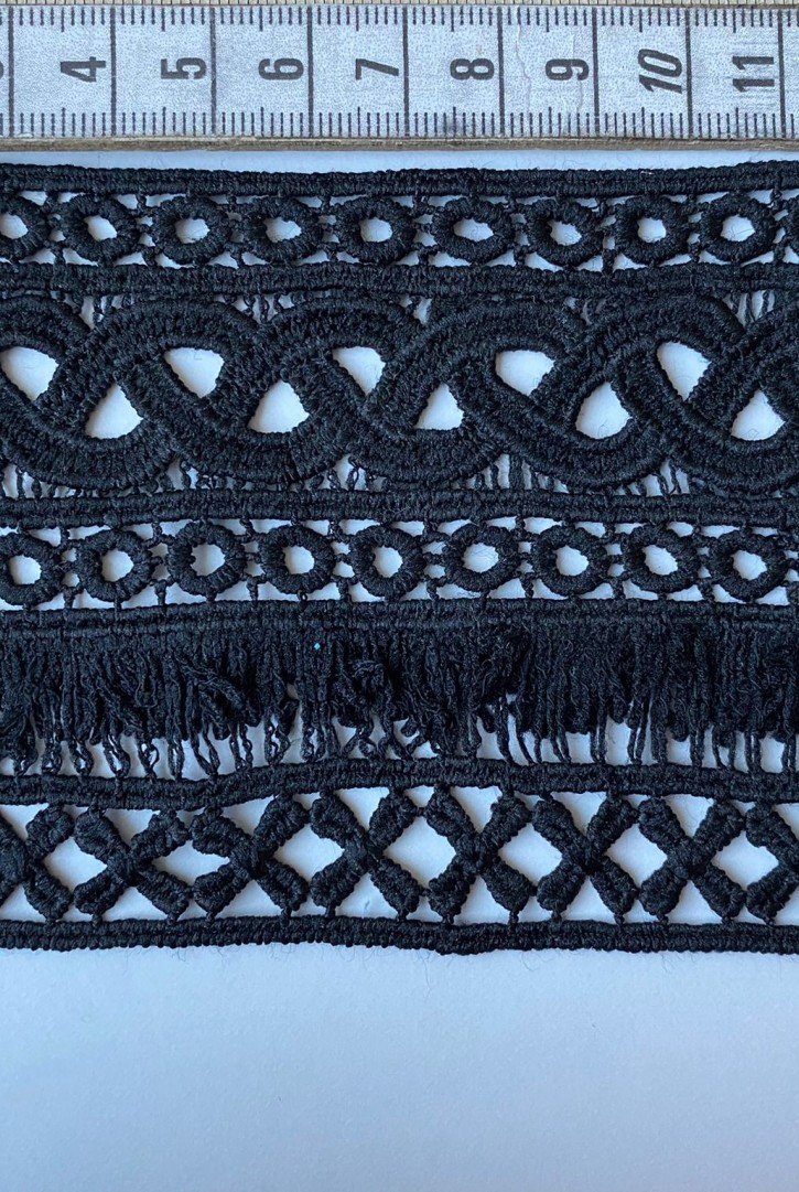 Brode İthal Güpür Bant Mat Polyester Siyah 8.5 CM