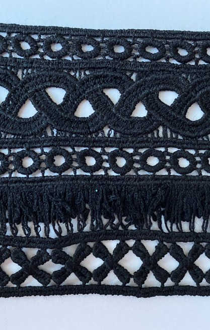 Brode İthal Güpür Bant Mat Polyester Siyah 8.5 CM