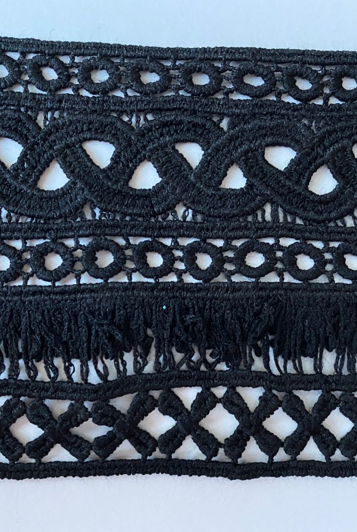 Brode İthal Güpür Bant Mat Polyester Siyah 8.5 CM