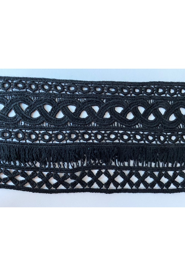 Brode İthal Güpür Bant Mat Polyester Siyah 8.5 CM