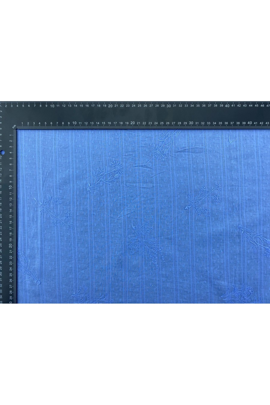 19371-METRE Mavi Vual Kumaş – Hafif Polyester Dokulu | 135 cm | Yazlık Elbise & Gömlek İçin