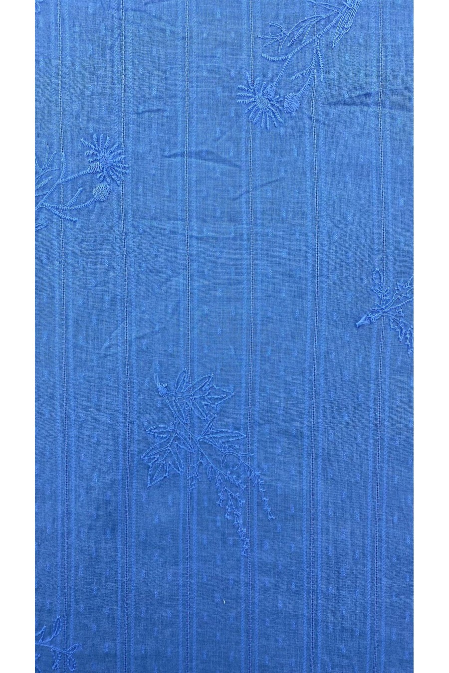 19371-METRE Mavi Vual Kumaş – Hafif Polyester Dokulu | 135 cm | Yazlık Elbise & Gömlek İçin