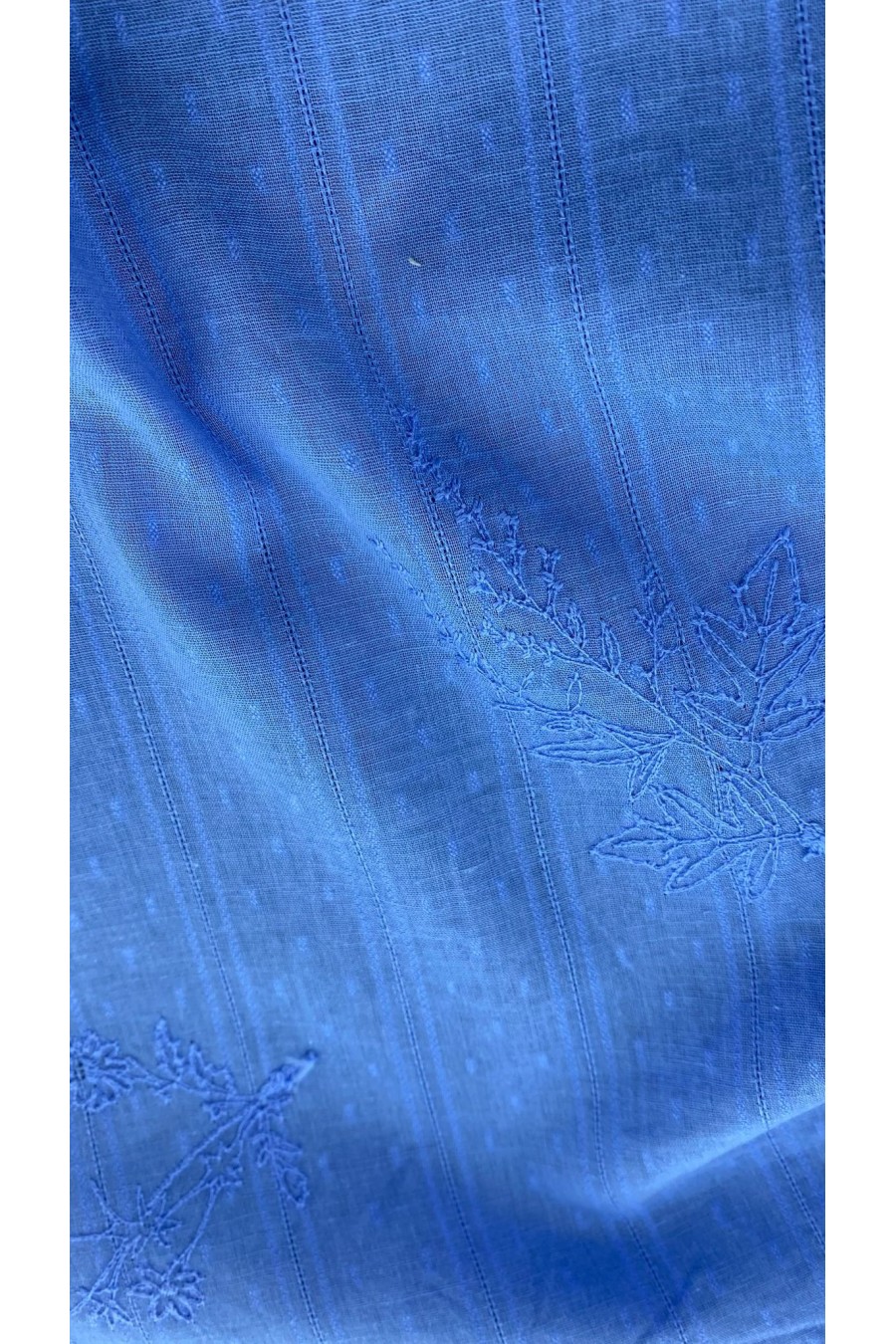 19371-METRE Mavi Vual Kumaş – Hafif Polyester Dokulu | 135 cm | Yazlık Elbise & Gömlek İçin