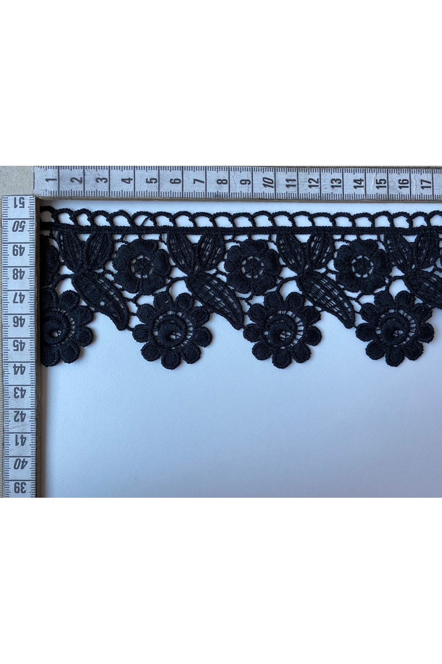 7 cm Siyah Mat Polyester Güpür Bant, İthal Brode