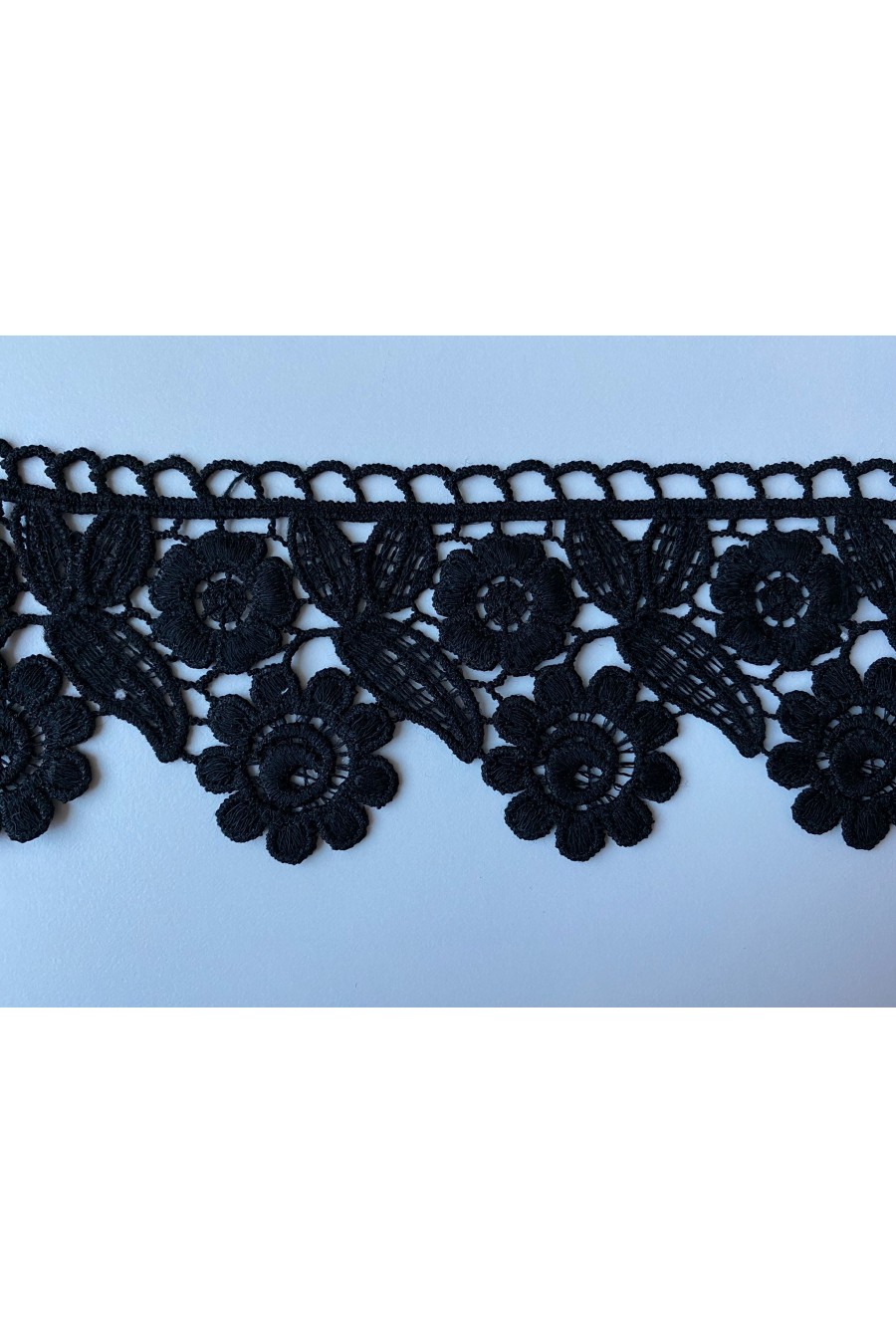 7 cm Siyah Mat Polyester Güpür Bant, İthal Brode