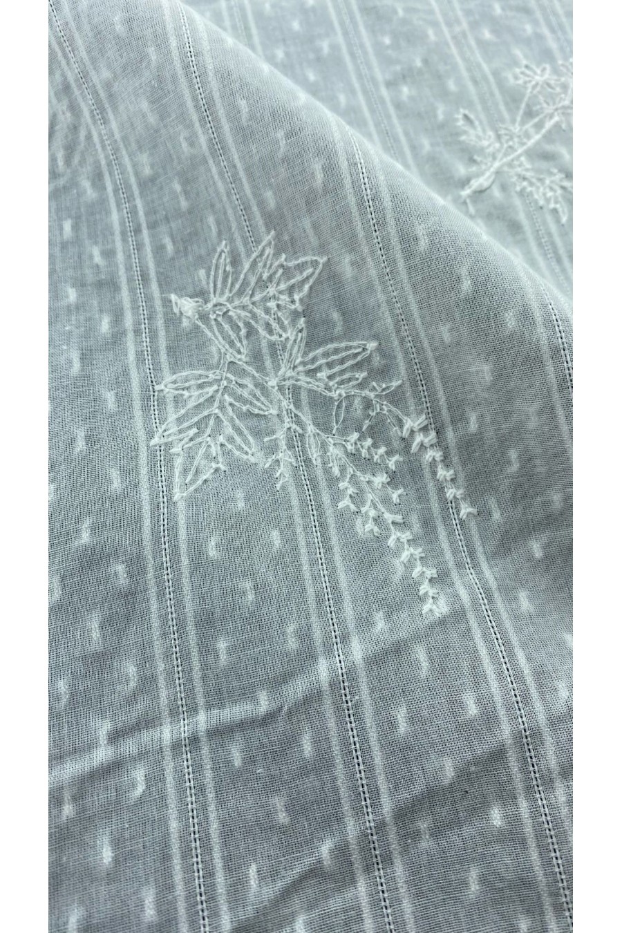 19371-METRE Off White Vual Kumaş – İthal Polyester | 135 cm