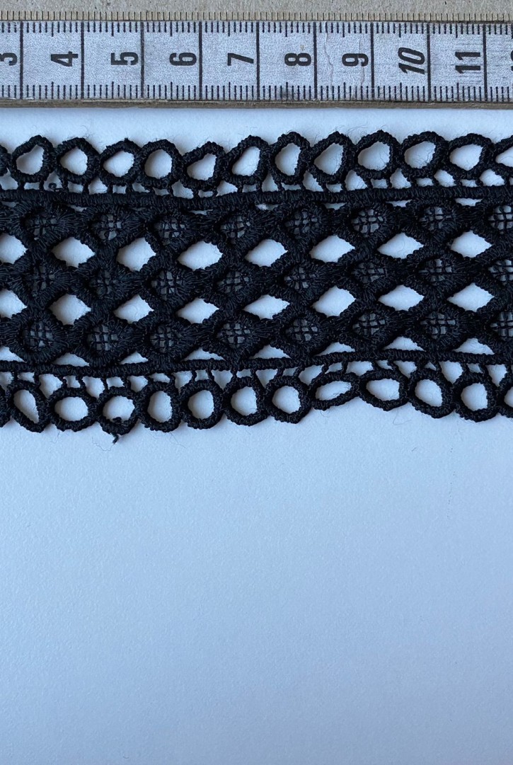 Brode İthal Güpür Bant Mat Polyester Siyah 5 CM