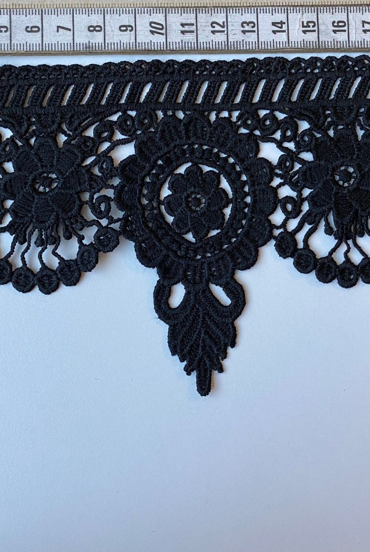 Siyah 11 cm Mat Polyester Güpür Bant