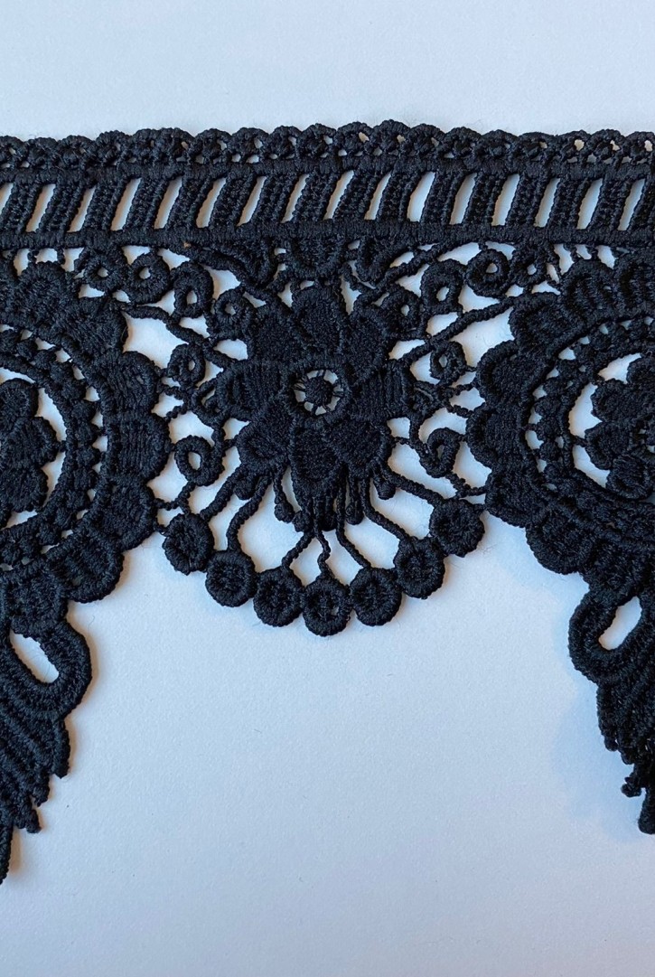 Siyah 11 cm Mat Polyester Güpür Bant
