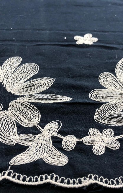 Siyah Zemin Bej İpli İthal Brode