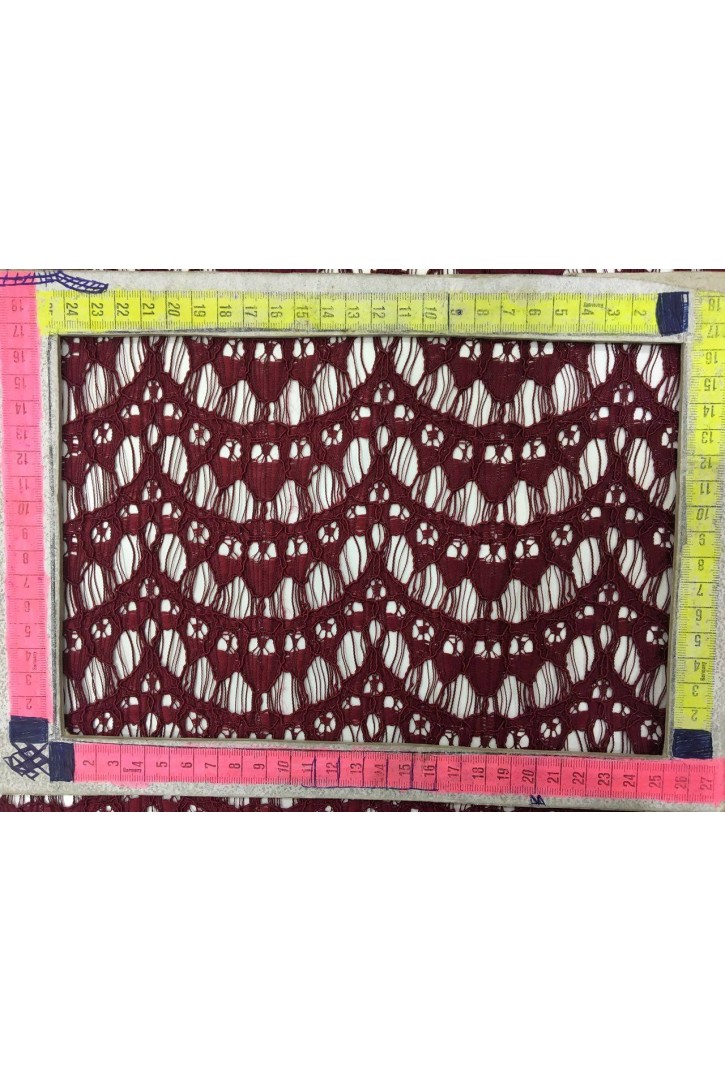 Mor Kordlu Yerli Dantel Kumaş - Polyester