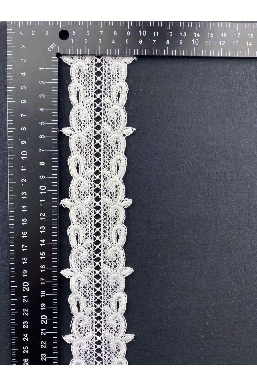 Beyaz Mat Polyester Güpür Brode Bant, 5.5 cm