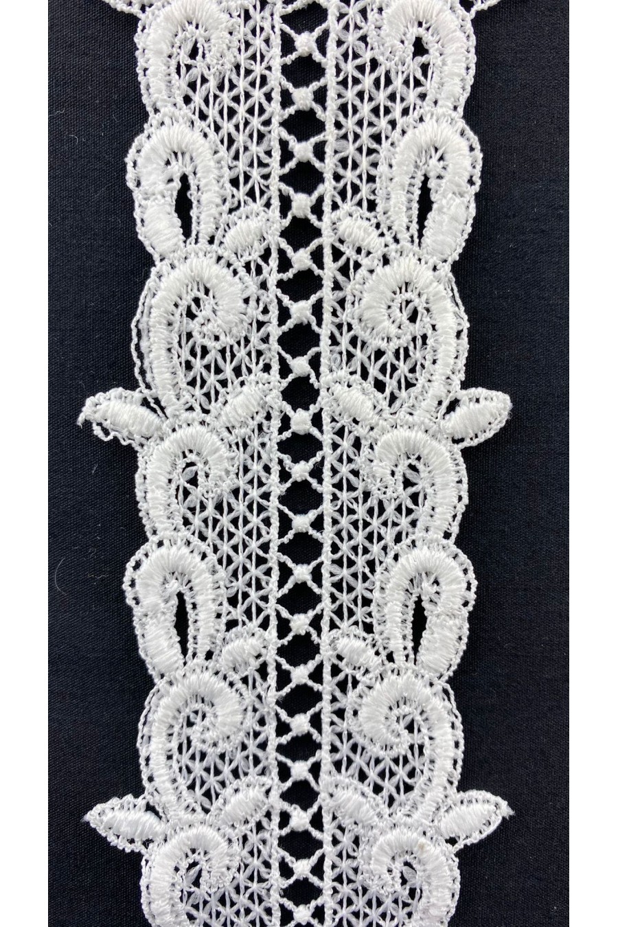 Beyaz Mat Polyester Güpür Brode Bant, 5.5 cm