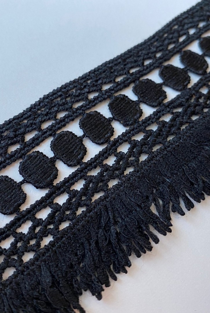 5 cm Siyah İthal Mat Polyester Güpür Brode Bant