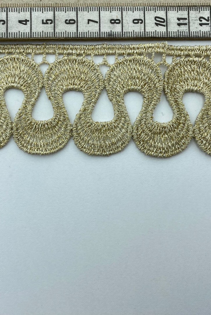 B Kalite Gold Renk Lurex Güpür Brode, 5 cm