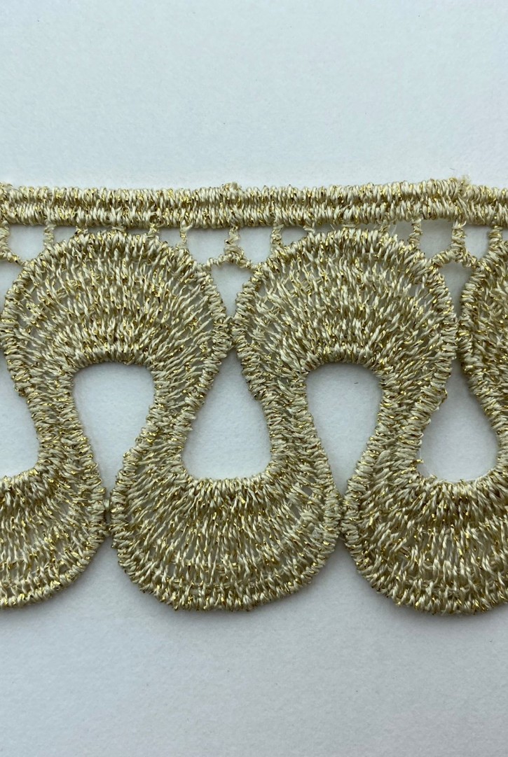 B Kalite Gold Renk Lurex Güpür Brode, 5 cm