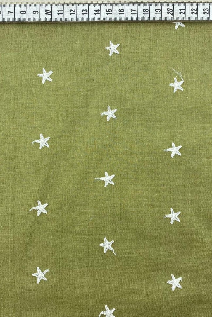 Yağ Yeşili Yıldızlı Mat Polyester Vual