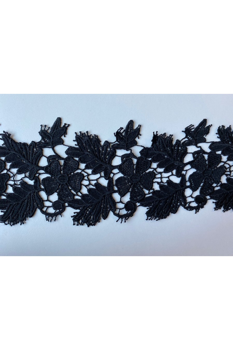 6096-METRE Siyah 9,5 cm Mat Polyester Güpür Brode Bant