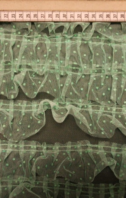 Mint Firfirli Tül Üzeri Naylon Dantel