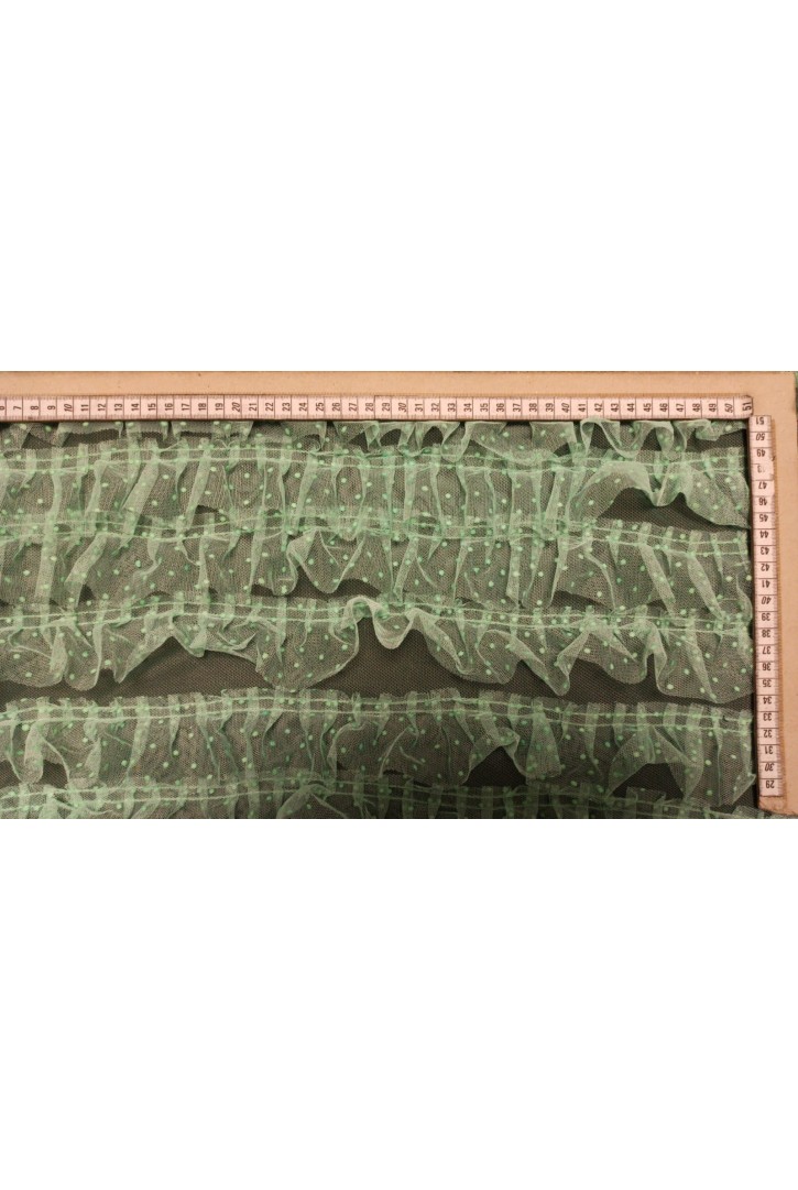 Mint Firfirli Tül Üzeri Naylon Dantel