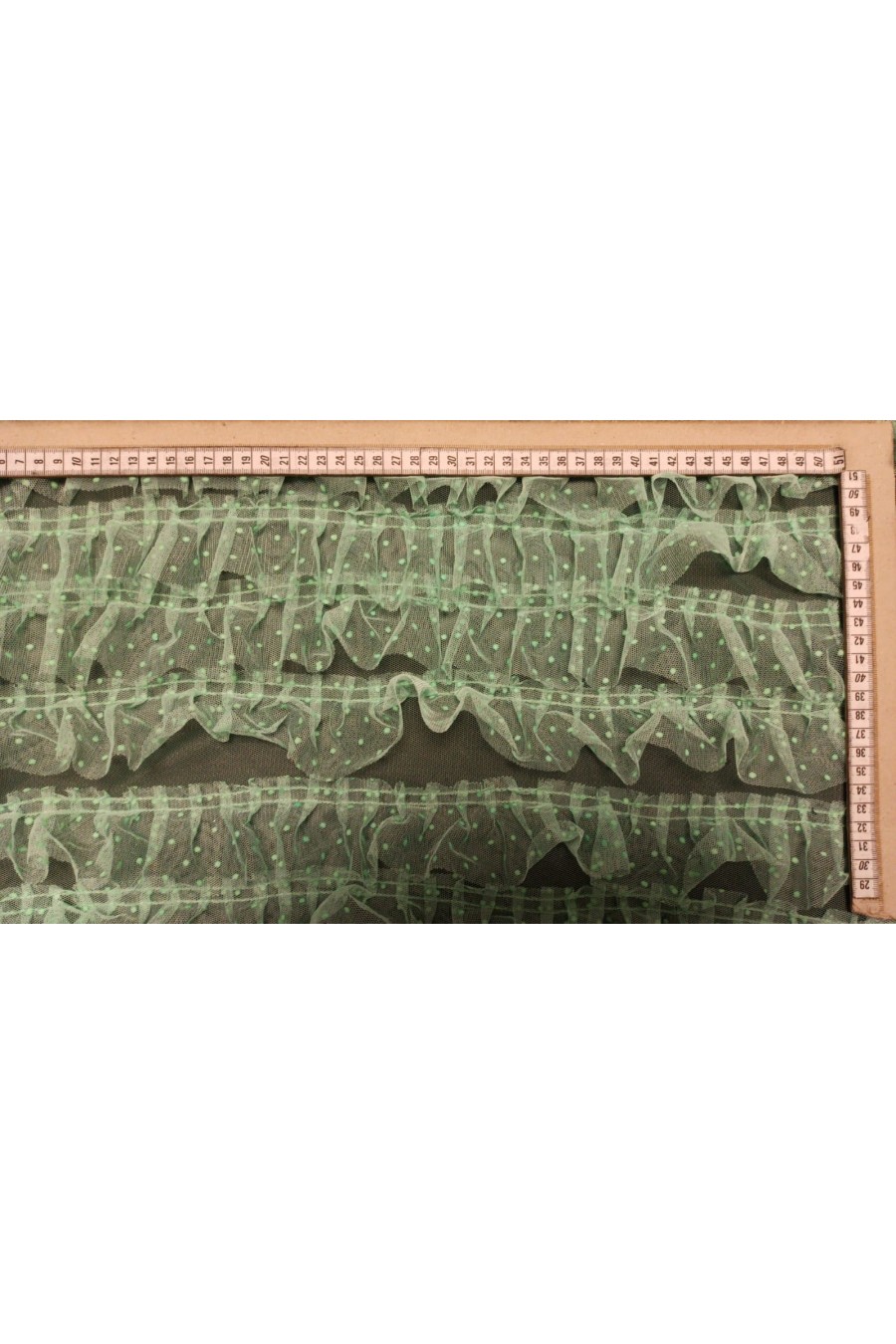 Mint Firfirli Tül Üzeri Naylon Dantel