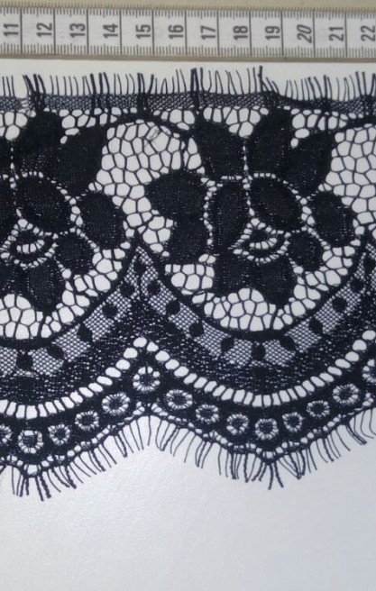 Siyah Sakallı Naylon Dantel Bant, İthal