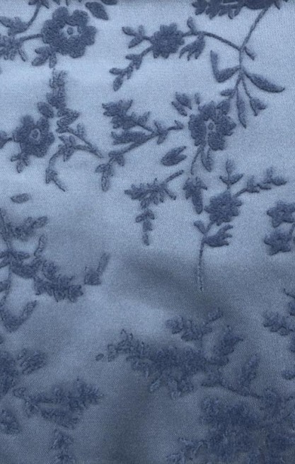 Lila Mat Polyester Flok Baskı Saten Kumaş